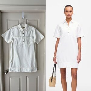 Madewell Denim Popover Dress in Pure White